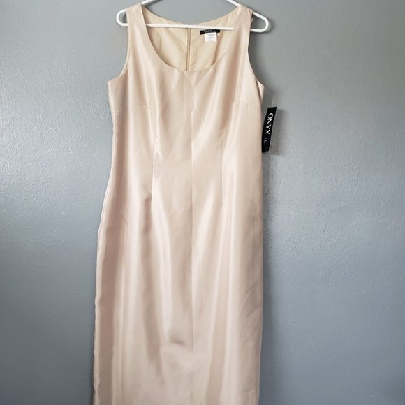 NWT Onyx Nite Long Dress Jacket Tan Sz 12 set 2 pc - Picture 7 of 8